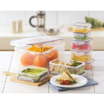 SET 7x Lebensmittelbehälter LOCK blau/klar