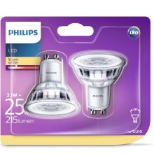 SET aus 2 LED Glühbirnen Philips GU10/3,1W/230V 2700K
