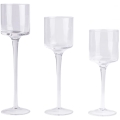 Set aus 3 klaren Kerzenhaltern
