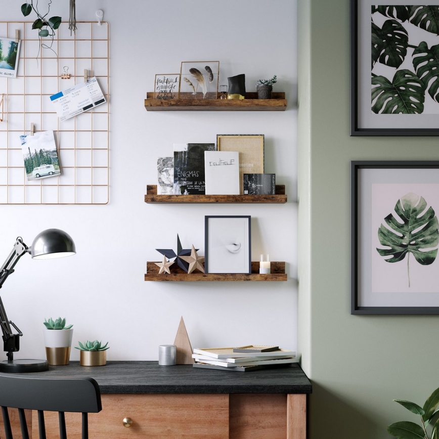 Set aus 3 Wandregalen SHELFY in braun