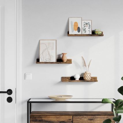 Set aus 3 Wandregalen SHELFY in braun