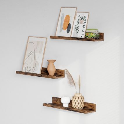 Set aus 3 Wandregalen SHELFY in braun
