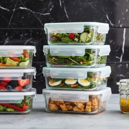 Set aus 4 Vorratsdosen für Lebensmittel, transparent/mintgrün