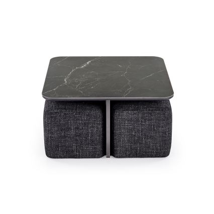 SET Couchtisch KORO 70x70 cm + 2x Hocker schwarz/braun