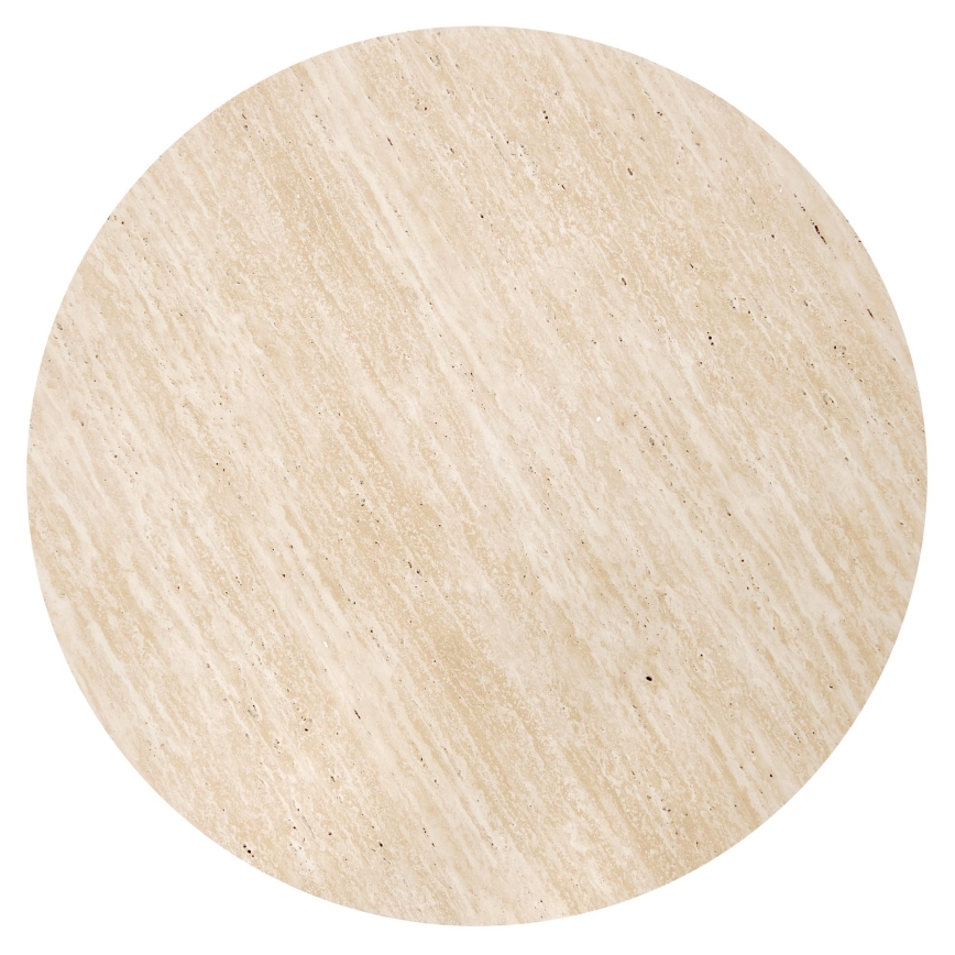 Set Couchtisch NUGAT Ø 80 cm + 4x Hocker Travertin/grau