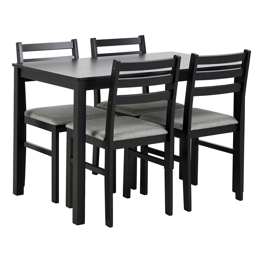 Set Esstisch und 4 Stühle EMILY schwarz