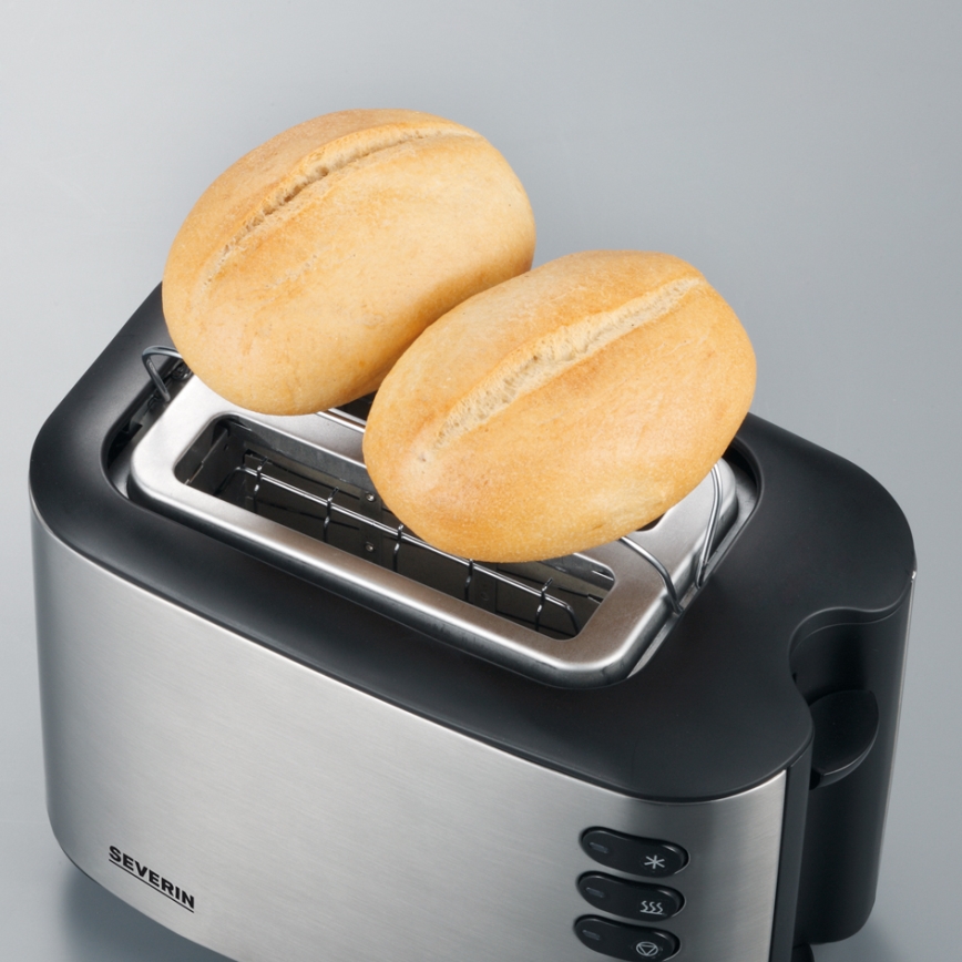 Severin AT 2514 - Toaster mit 2 Schlitzen, 850 W/230 V, Edelstahl/Schwarz