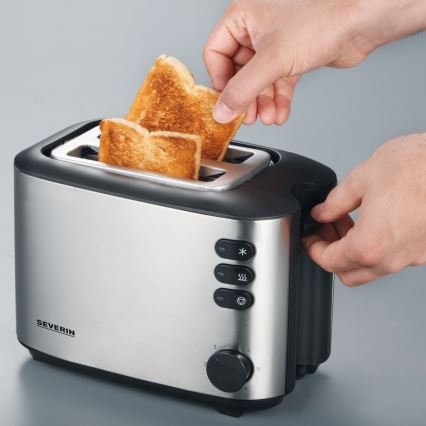 Severin AT 2514 - Toaster mit 2 Schlitzen, 850 W/230 V, Edelstahl/Schwarz