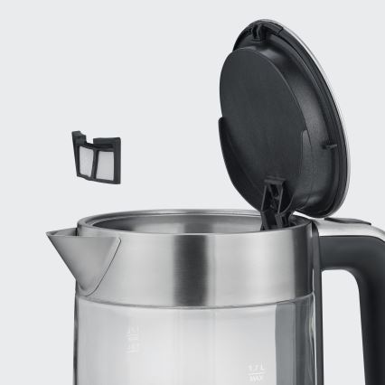 Severin WK 3420 - Wasserkocher 1,7 l, 2200 W/230 V, Edelstahl/Glas