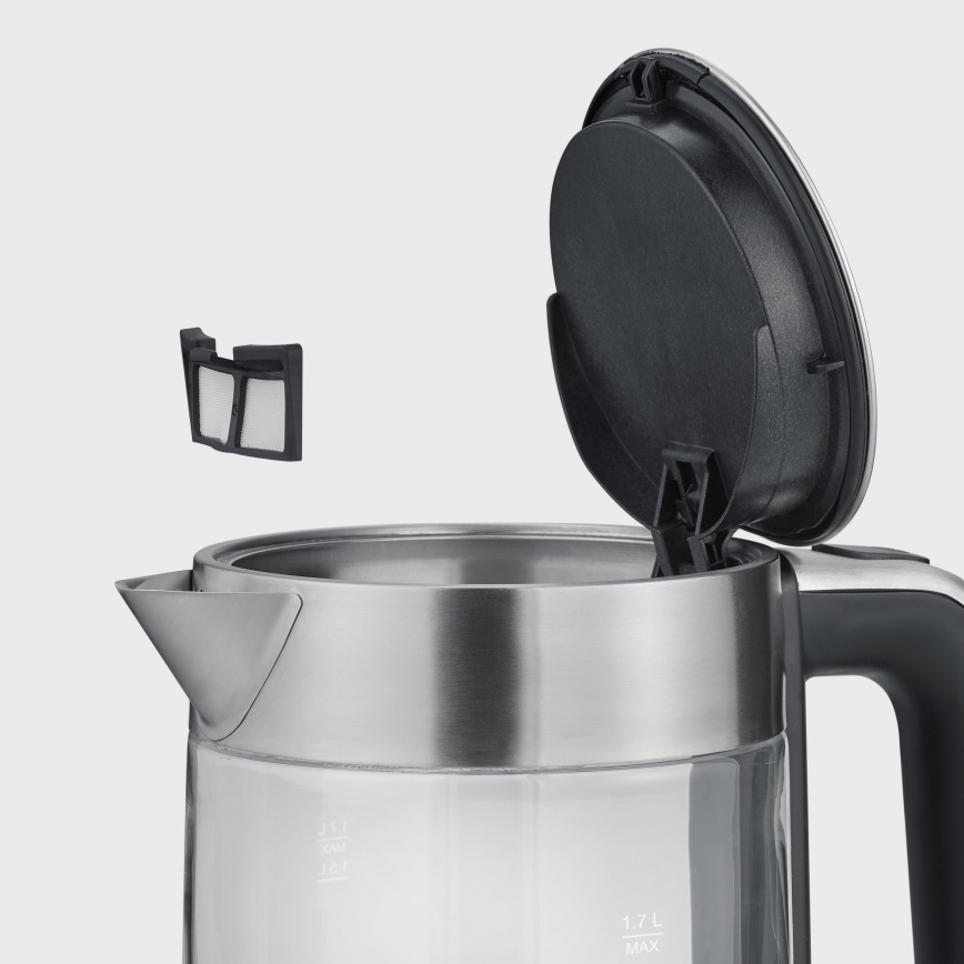 Severin WK 3420 - Wasserkocher 1,7 l, 2200 W/230 V, Edelstahl/Glas