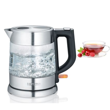 Severin WK 3468 - Wasserkocher 1 l, 2200 W/230 V, Edelstahl/Glas