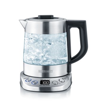 Severin WK 3473 - Wasserkocher mit Sieb, 1 l, 2200 W/230 V, Edelstahl/Glas