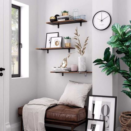 SHELFY 2er-Set Wandregale, braun/schwarz