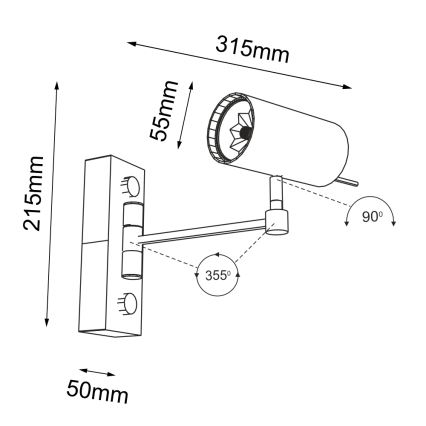 Shilo - Wandlämpchen 1xGU10/15W/230V schwarz