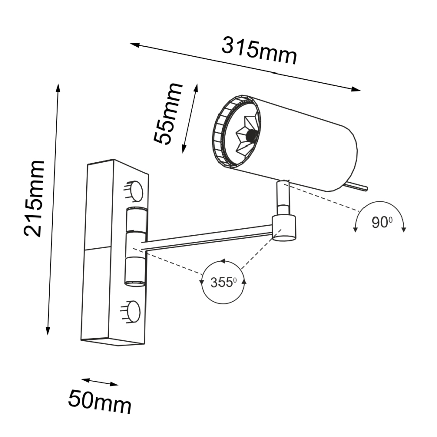 Shilo - Wandlämpchen 1xGU10/15W/230V schwarz