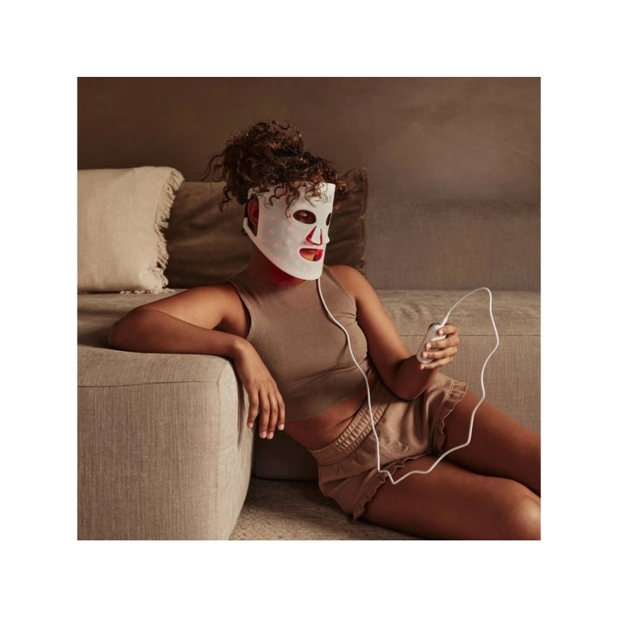 Silk’n - LED RGB Therapeutische Gesichtsmaske LED/5V 2000 mAh weiß + Fernbedienung