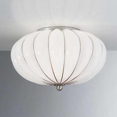 SIRU - Deckenleuchte GIOVE 2xE14/40W/230V d 29 cm matt Chrom/weiß Venezianisches Glas