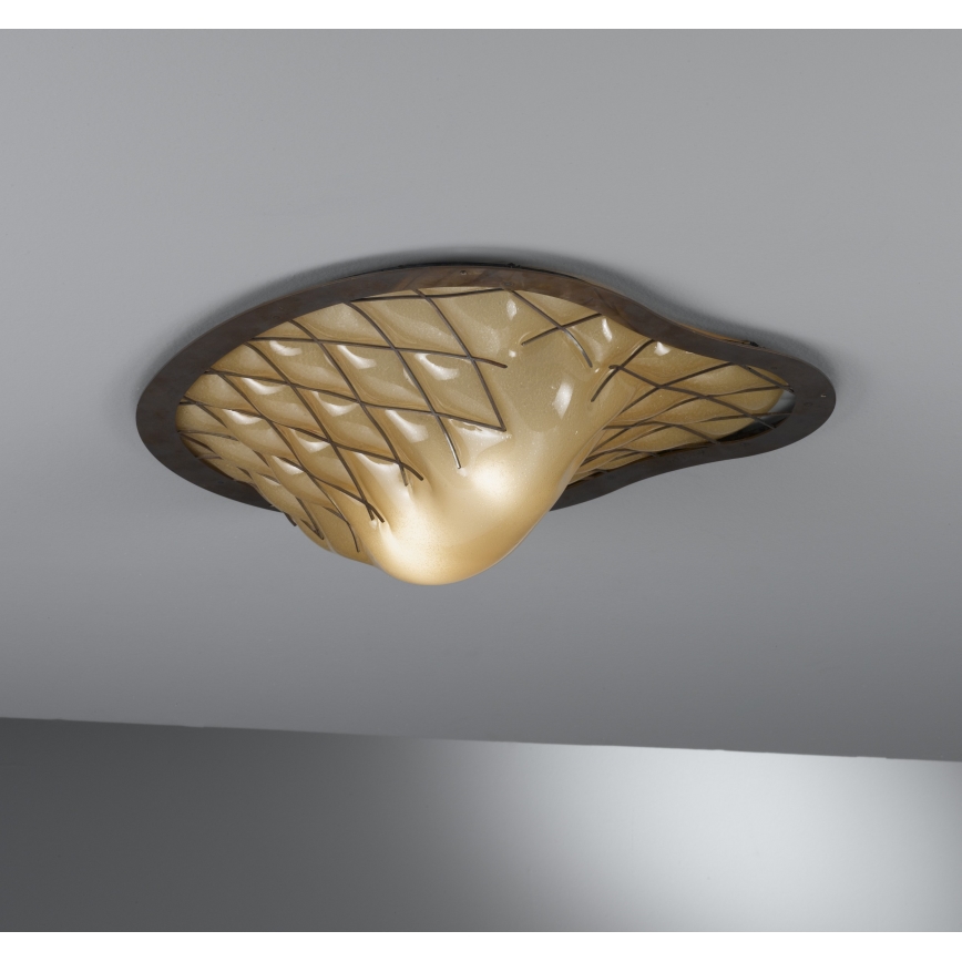 SIRU - Deckenleuchte SANT'ERASMO 1xE27/60W/230V braun/beige Venezianisches Glas