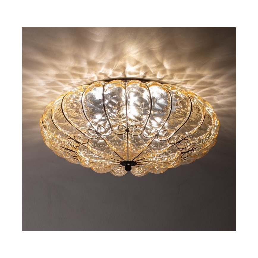SIRU - Deckenleuchte SOLE 3xE14/40W/230V d 31 cm beige/matt Chrom Venezianisches Glas