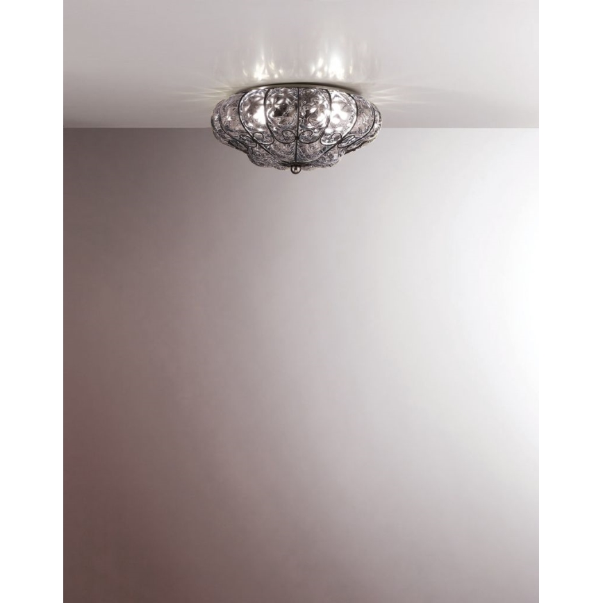 SIRU - Deckenleuchte SOLE 3xE14/40W/230V d 31 cm klar/matt Chrom Venezianisches Glas