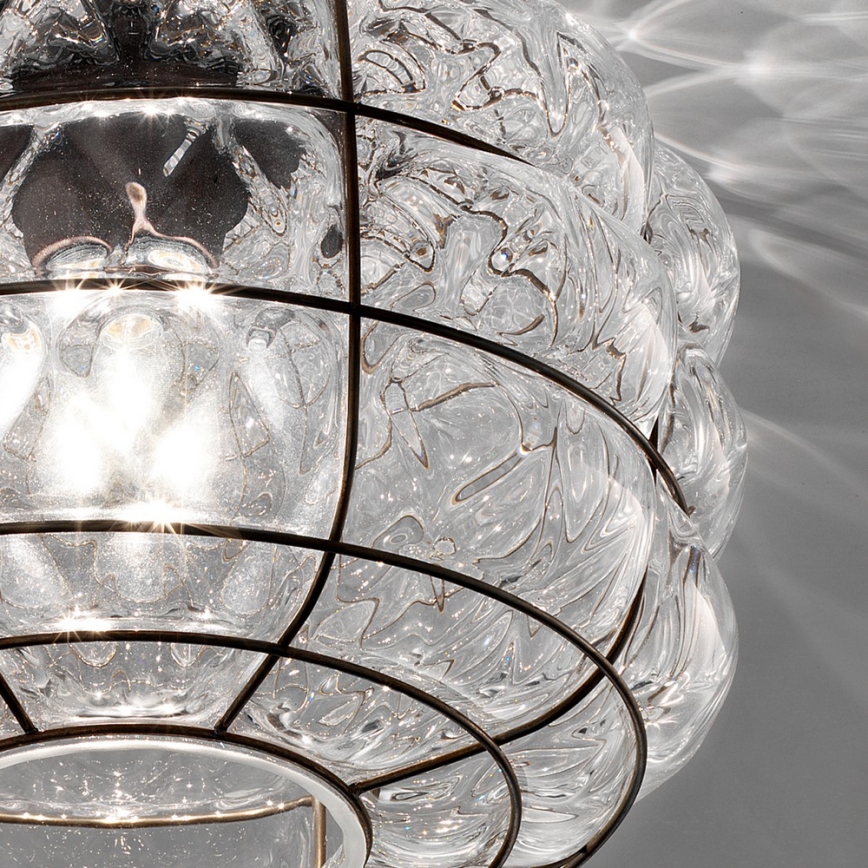 SIRU - Deckenleuchte TERRA 1xE27/60W/230V schwarz/klar Venezianisches Glas