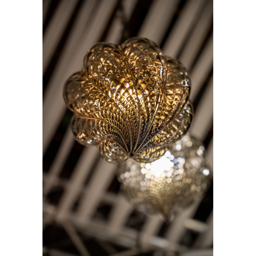 SIRU - Hängeleuchte an Kette GOCCIA 1xE27/60W/230V d 25 cm beige/braun Venezianisches Glas