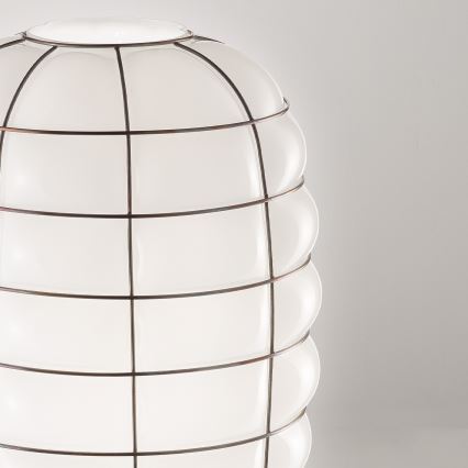 SIRU - Hängeleuchte an Schnur LANTERNA 1xE27/60W/230V d 32 cm schwarz/weiß Venezianisches Glas