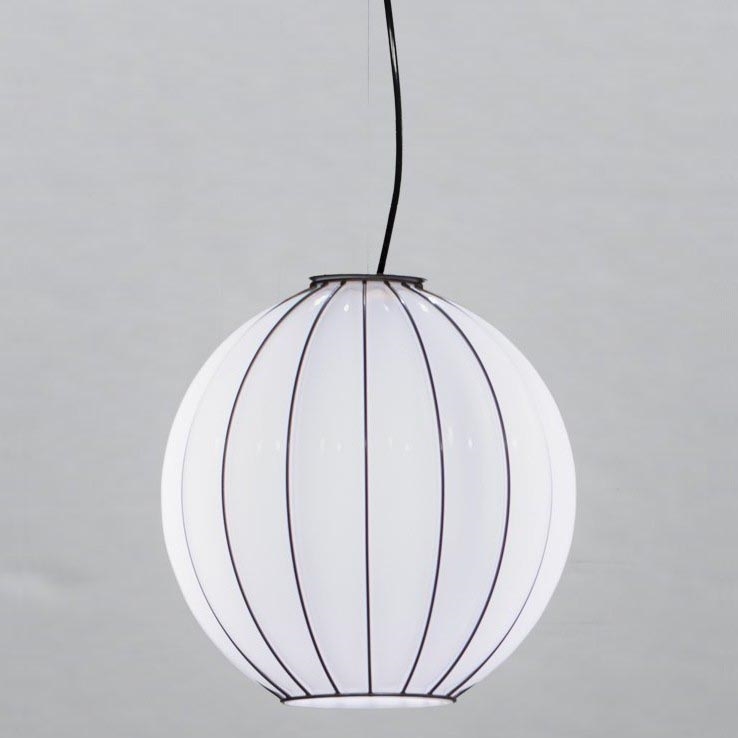 SIRU - Hängeleuchte an Schnur SFERA 1xE27/60W/230V d 42 cm schwarz/weiß Venezianisches Glas