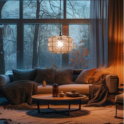 SIRU - Hängeleuchte an Schnur TERRA 1xE27/60W/230V schwarz/klar Venezianisches Glas
