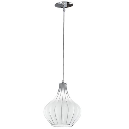 SIRU - Hängeleuchte AURIGA 1xE14/40W/230V d 26 cm matt Chrom/weiß Venezianisches Glas
