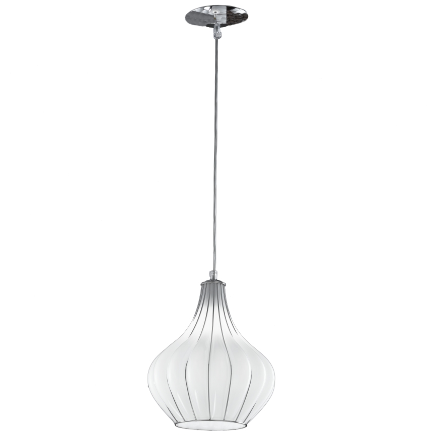 SIRU - Hängeleuchte AURIGA 1xE14/40W/230V d 26 cm matt Chrom/weiß Venezianisches Glas