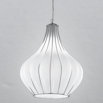 SIRU - Hängeleuchte AURIGA 1xE14/40W/230V d 26 cm matt Chrom/weiß Venezianisches Glas