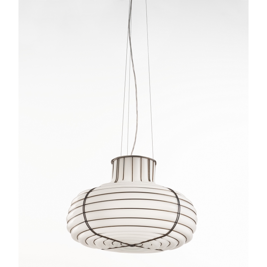 SIRU - Hängeleuchte CHAPEAU 2xE14/40W/230V matt Chrom/weiß Venezianisches Glas