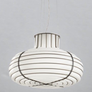 SIRU - Hängeleuchte CHAPEAU 2xE14/40W/230V matt Chrom/weiß Venezianisches Glas