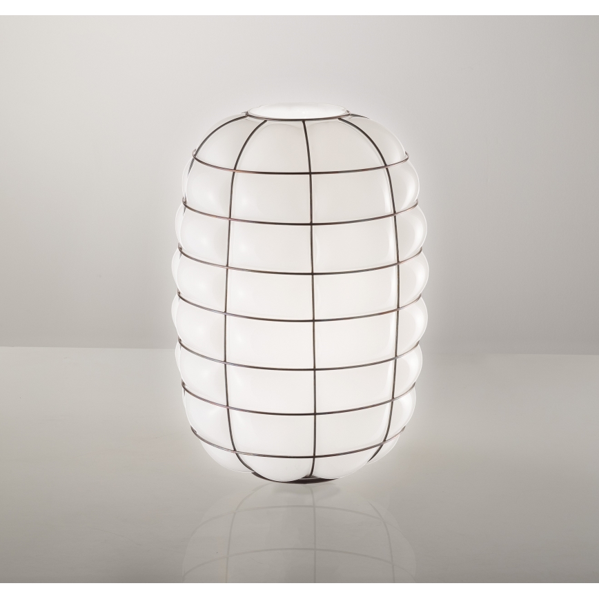 SIRU - Wandleuchte LANTERNA 1xE27/60W/230V schwarz/weiß Venezianisches Glas