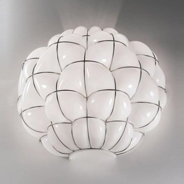 SIRU - Wandleuchte POUFF 1xE27/60W/230V glänzendes Chrom/weiß Venezianisches Glas