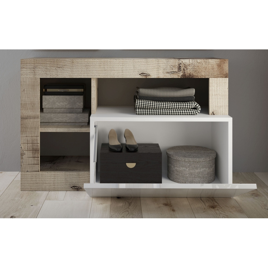 Sitzbank LENOR weiß/braun