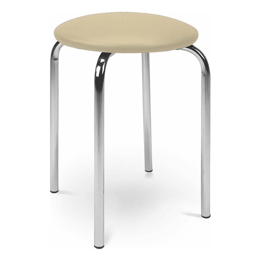 Sitzhocker CHICO 47x41 cm beige/Chrom