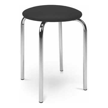 Sitzhocker CHICO 47x41 cm schwarz/glänzendes Chrom