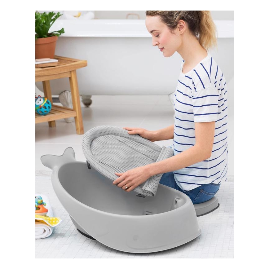 Skip Hop - Babybadewanne mit ergonomischer Unterlage MOBY 3 grau