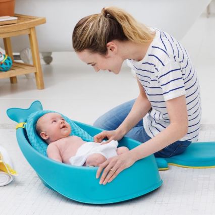 Skip Hop - Babybadewanne mit ergonomischer Unterlage MOBY 3 blau