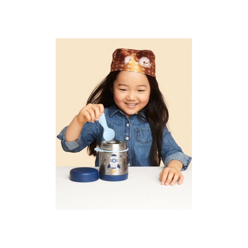 Skip Hop – Thermo-Lebensmittelbehälter mit Löffel/Gabel SPARK STYLE 325 ml Weltraumrakete