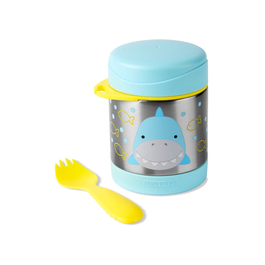 Skip Hop - Thermosbehälter für Essen ZOO 325 ml, mit Löffel und Gabel, Hai