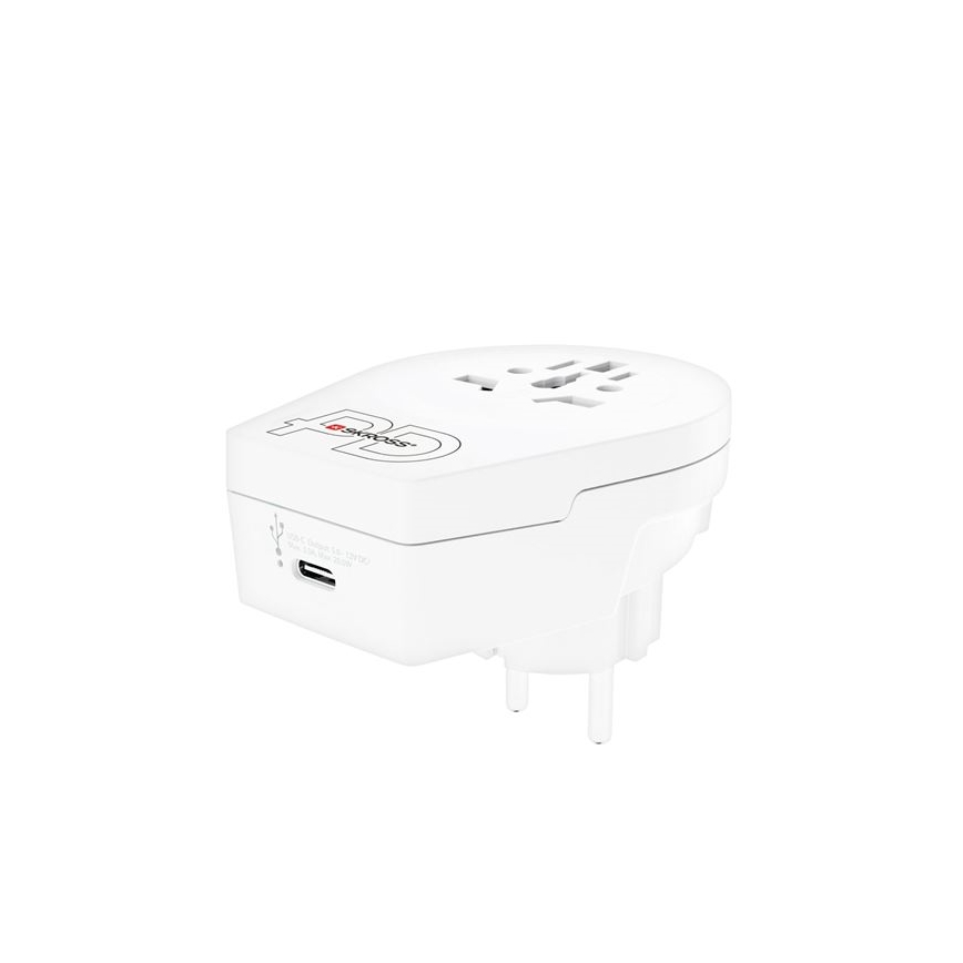 Reiseadapter Europe USB C20PD – ideal für internationale Reisende in der Tschechischen Republik, USB‑C 20W, Typ E/F