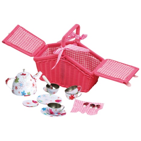 Small Foot - Picknick-Korb mit Geschirr pink