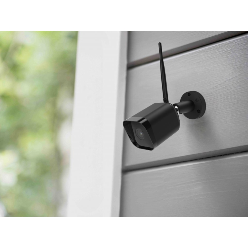 Smart-Außenkamera mit Full HD 1080p-Sensor, 12V, IP65, Wi-Fi, Tuya, schwarz