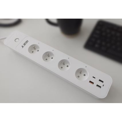 Smart-Steckdosenleiste mit Schalter 1,5 m 4Z + 4xUSB Wi-Fi