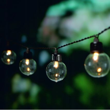 Solar-LED-Dekolichterkette 30 LEDs / 8 Funktionen 500 mAh 10,6 m IP67 warmweiß