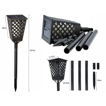 Solar-LED-Leuchte mit Sensor LED/0,6W/5,5V IP65 2000 mAh 107 cm schwarz