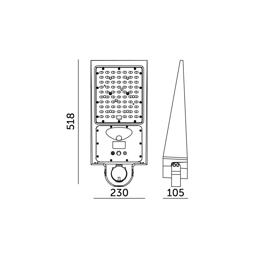 Dimmbare LED-Solar-Straßenleuchte mit Sensor STREET LED/30W/9,6V 3000/4000K 6000 mAh IP65 + Fernbedienung